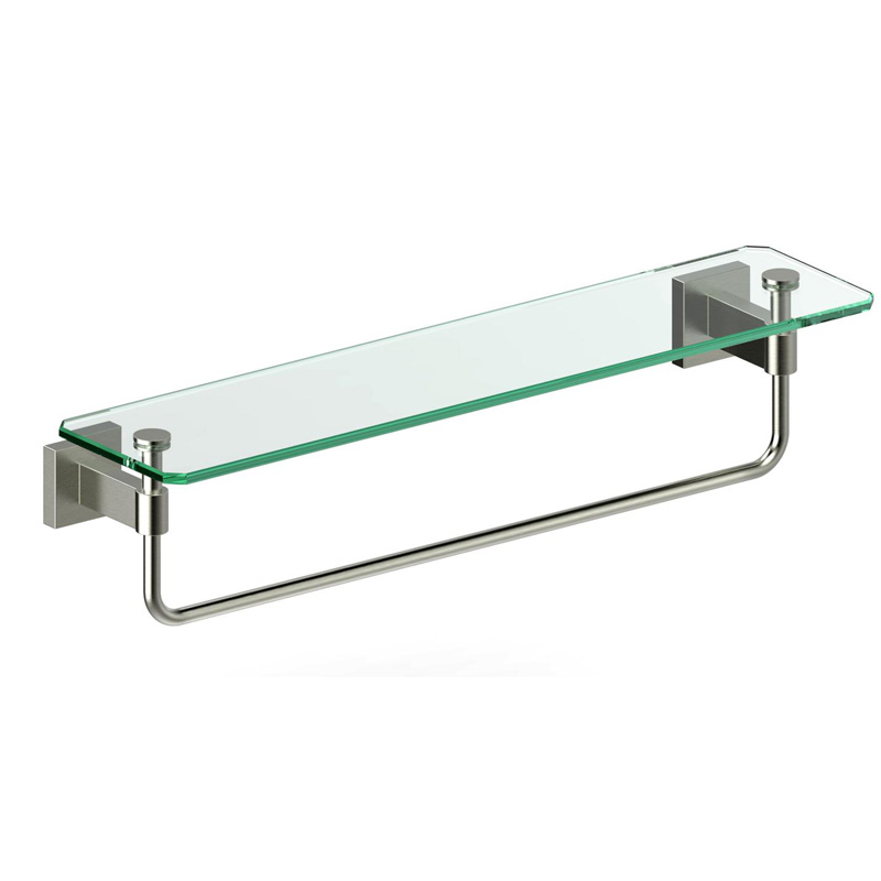 Estante de vidrio para baño con base cuadrada
