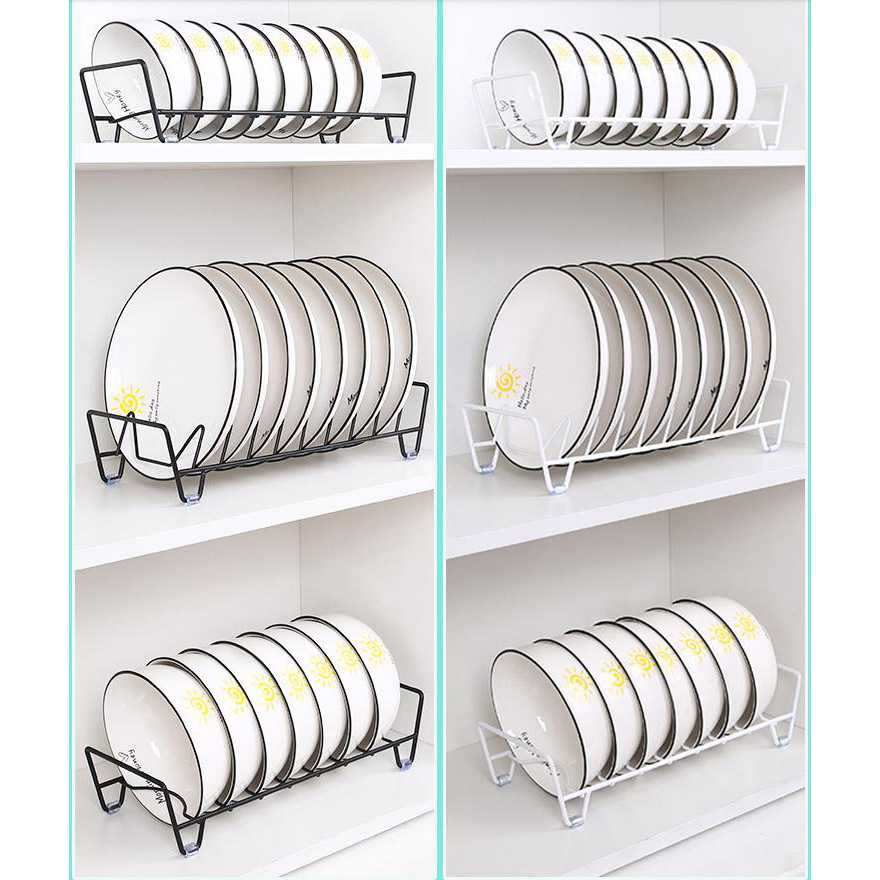 Estante para platos de metal blanco para cocina