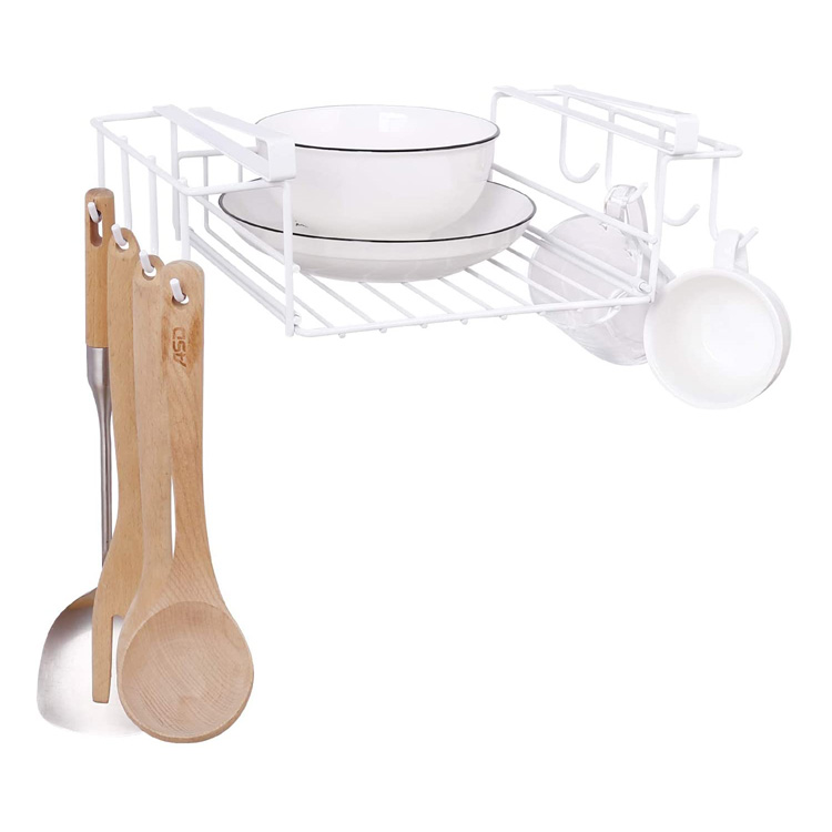 Cesta de metal de almacenamiento multifuncional blanca